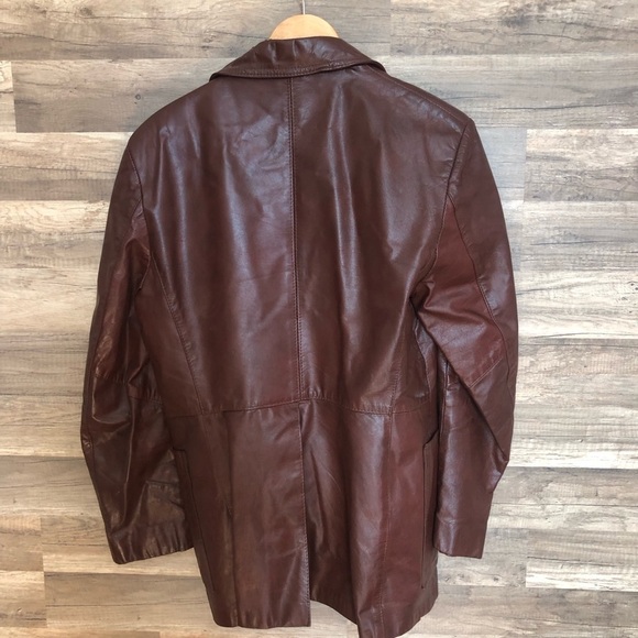 Vintage Boho Brown Leather Jacket Blazer Small - Picture 7 of 12